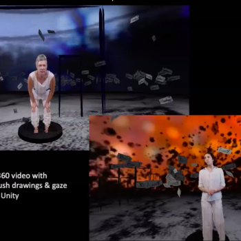 mage: Screenshot from Showcase presenter Elizabeth Leister showing stills from her experimental virtual reality work, All Her Bodies (in progress).