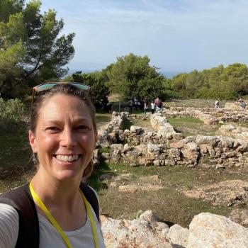 Associate Professor Malena visiting Roman ruins in Ibiza Spain