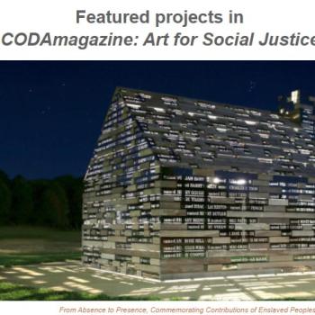 Art for Social Justice featuring night time photo of the Commemorative to Enslaved Peoples of Southern Maryland
