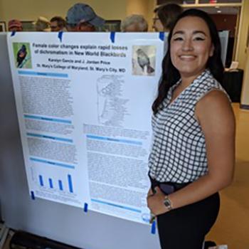 Karolyn Garcia with poster presention at Md Ornithological Society