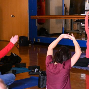 Yoga class stretching