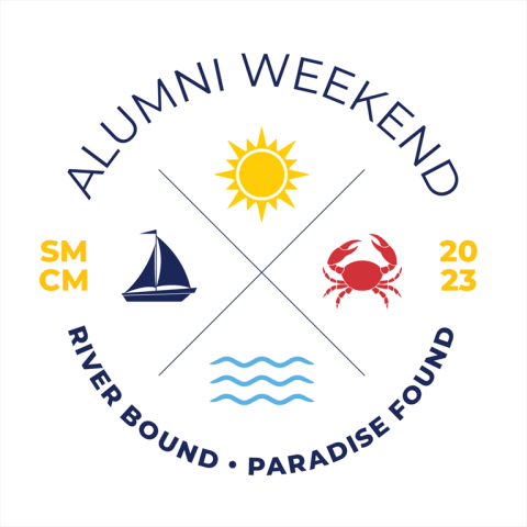 logo that says Alumni Weekend 2023 - River Bound - Paradise Found