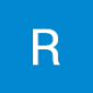 A white capital letter 'R' is centered on a solid blue background.